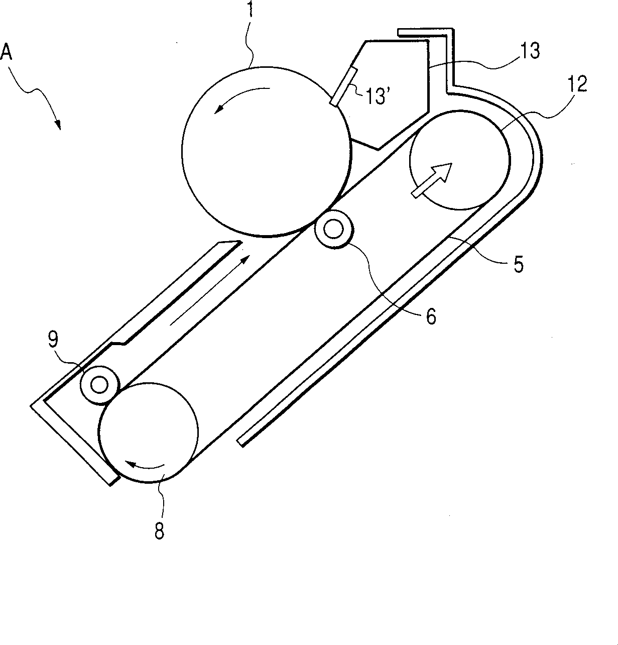 Processing box image device and inter-transferring belt