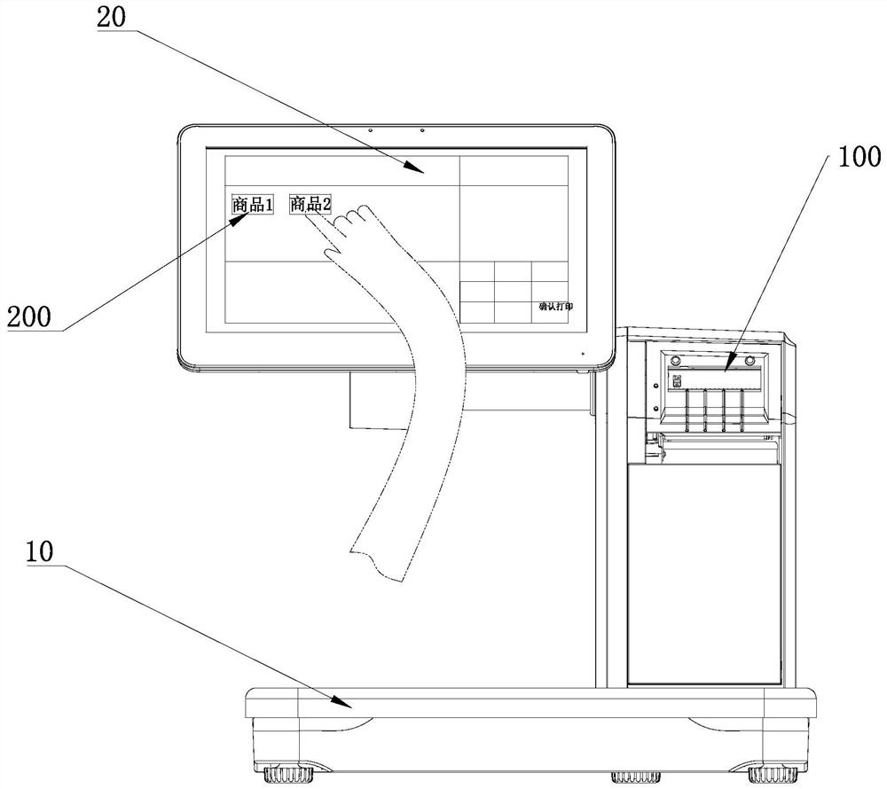 Touch control identification scale and label printing triggering method based on touch control identification scale