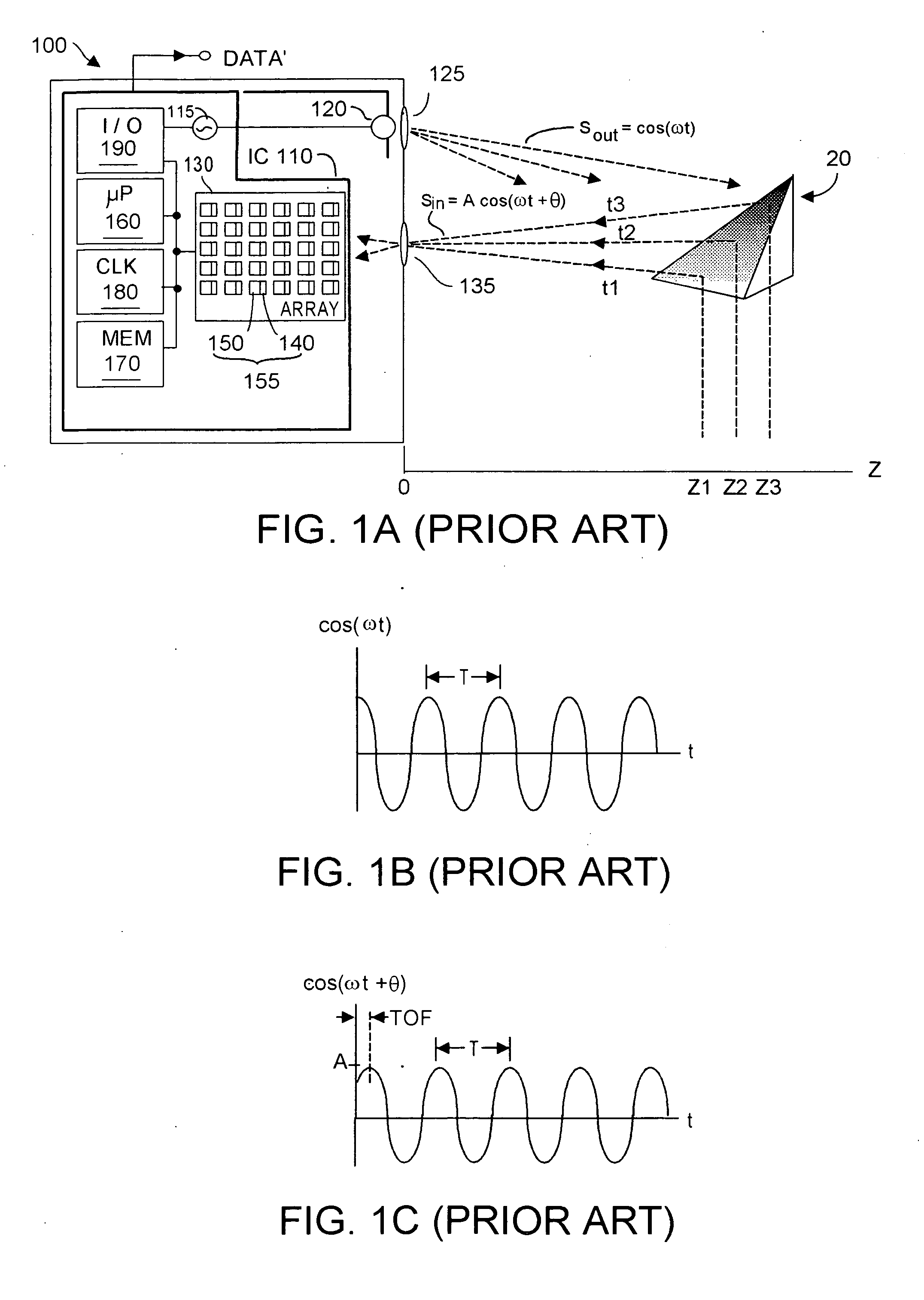 System architecture design for time-of- flight system having reduced differential pixel size, and time-of- flight systems so designed