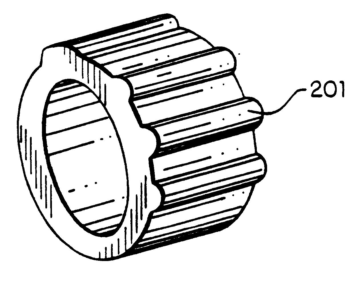 Filter with stiffening ribs
