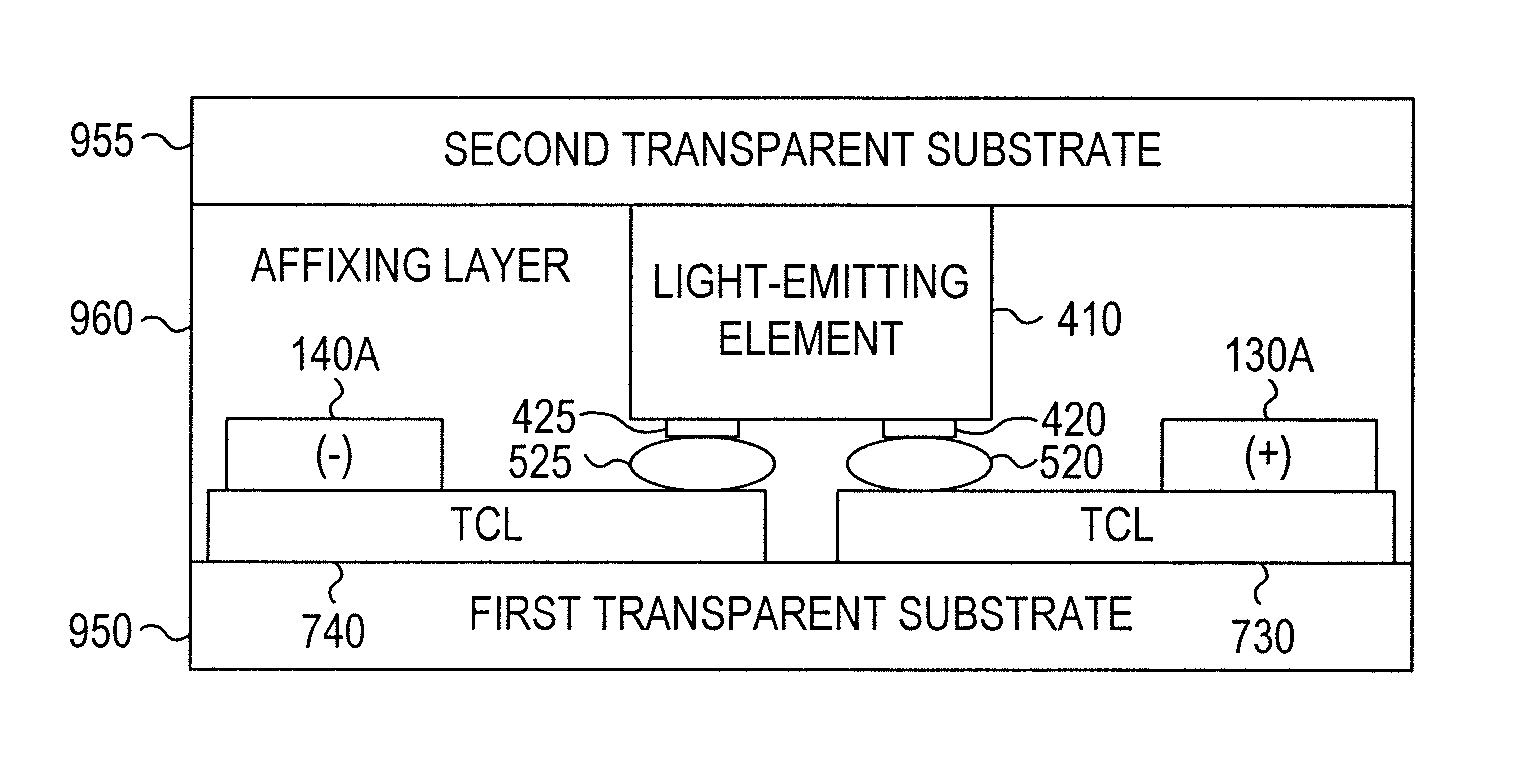 Flexible lighting device having unobtrusive conductive layers