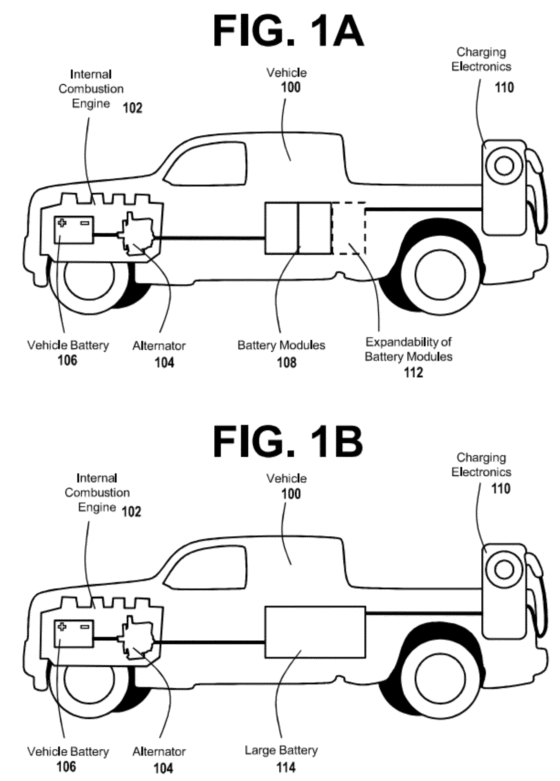 Charging Service Vehicles and Methods Using Modular Batteries