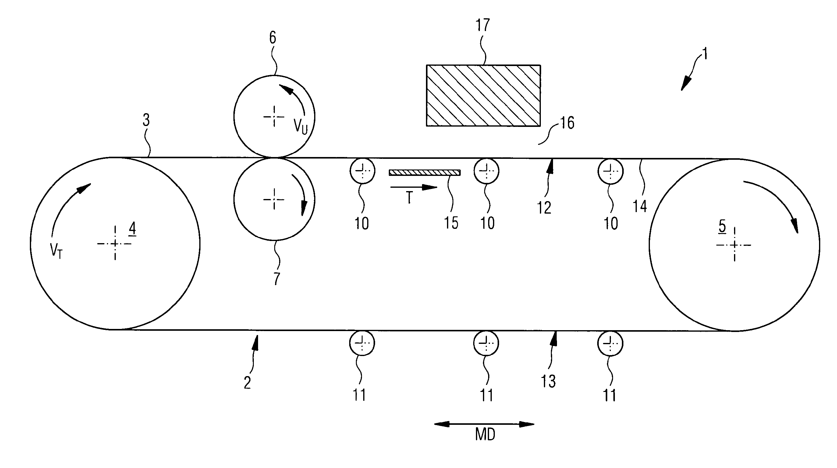 Method for producing a pattern on a continuous strip