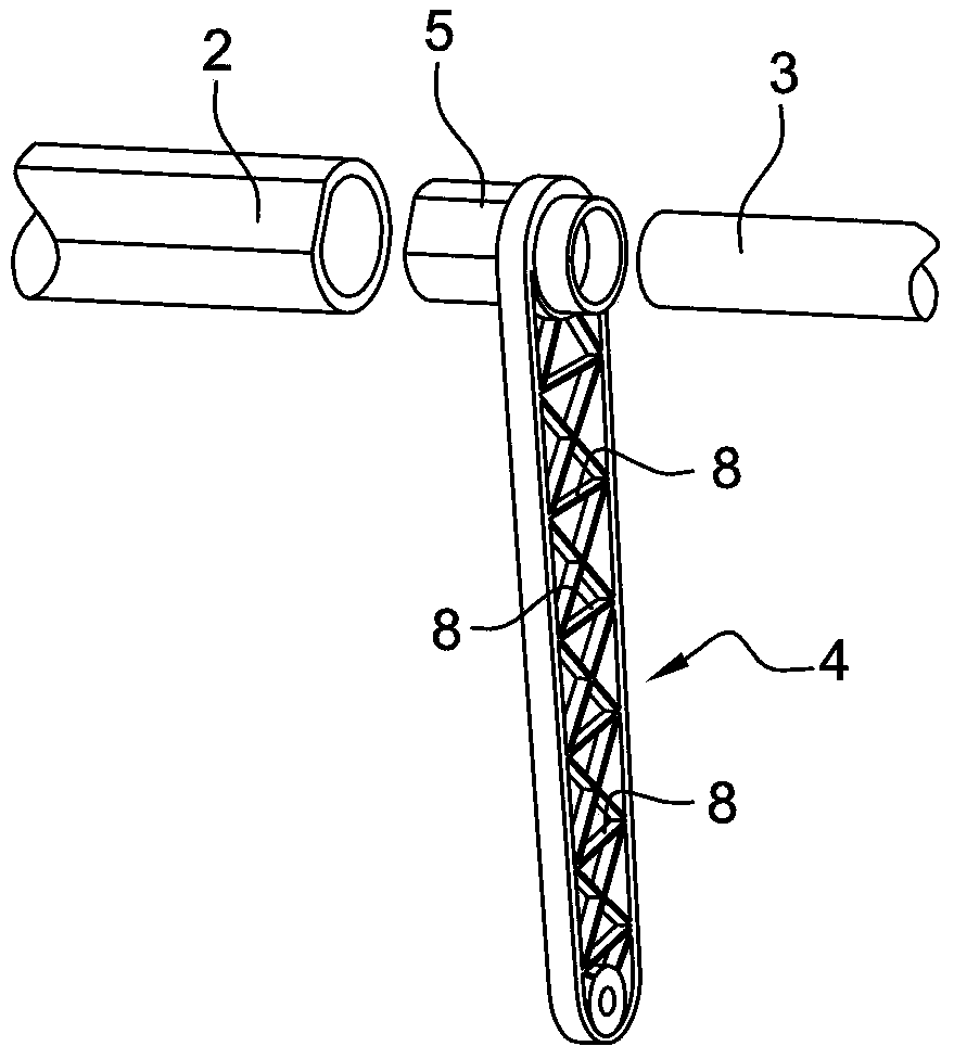 Dashboard crossbeam of a motor vehicle consisting of two pipes and struts of composite material