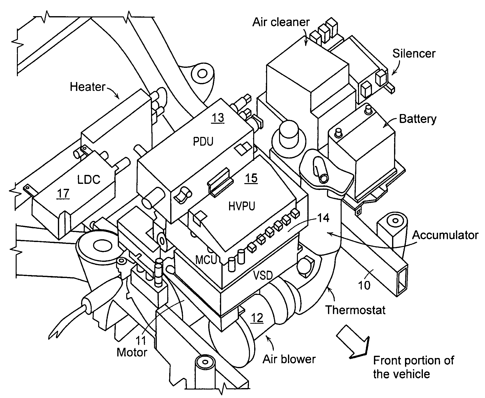Arrangement structure of component parts for fuel cell vehicle
