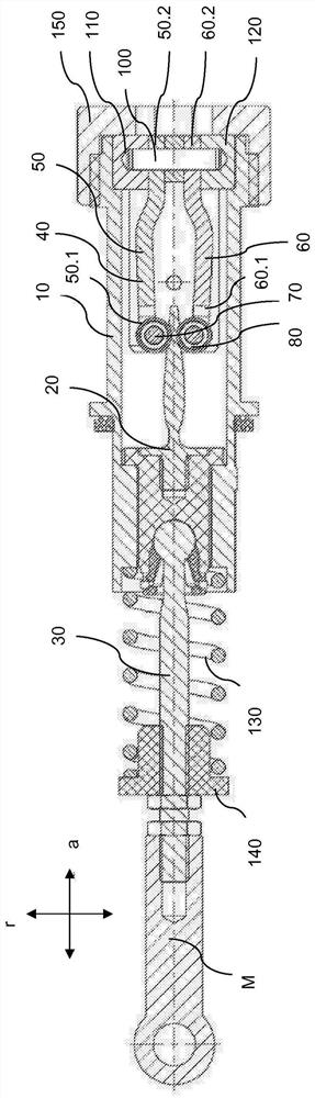 Device for force simulation on control elements of a vehicle, in particular a pedal force simulator