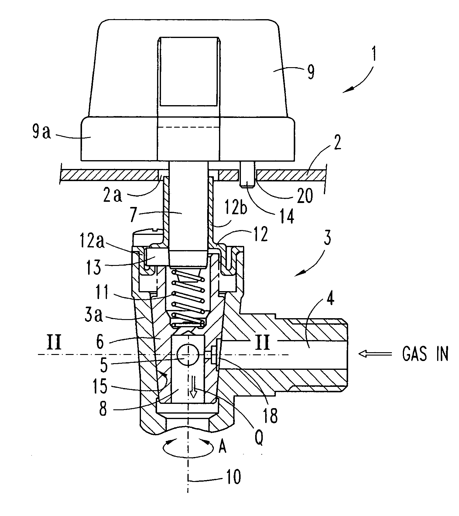 Rotary valve in a multi-gas cooker