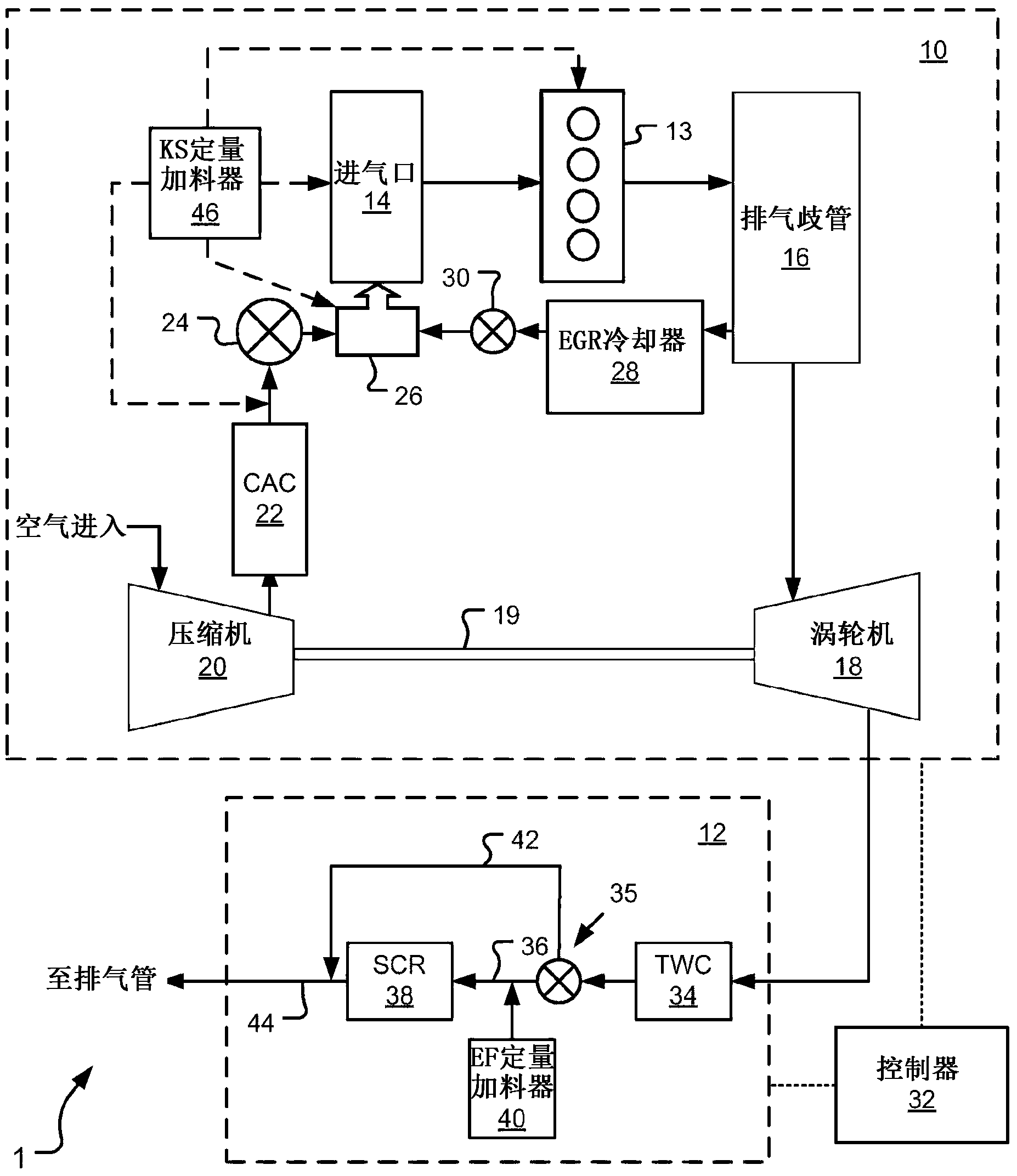 Lean burn active ignition engine with aftertreatment system and method