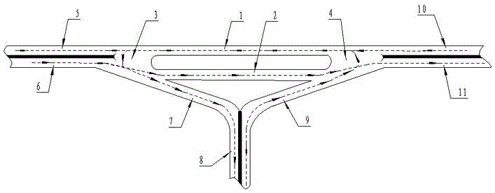 Bridgeless fork interchange structure