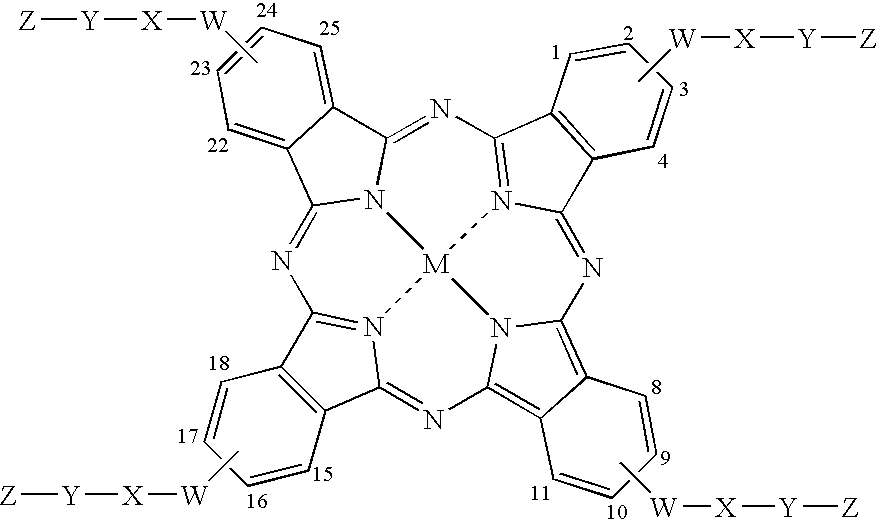 Phthalocyanines with peripheral siloxane substitution