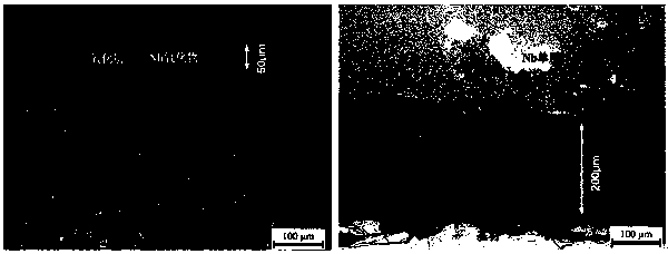 A method for preparing high-nb titanium-aluminum-based alloy anti-oxidation coating on the surface of titanium alloy