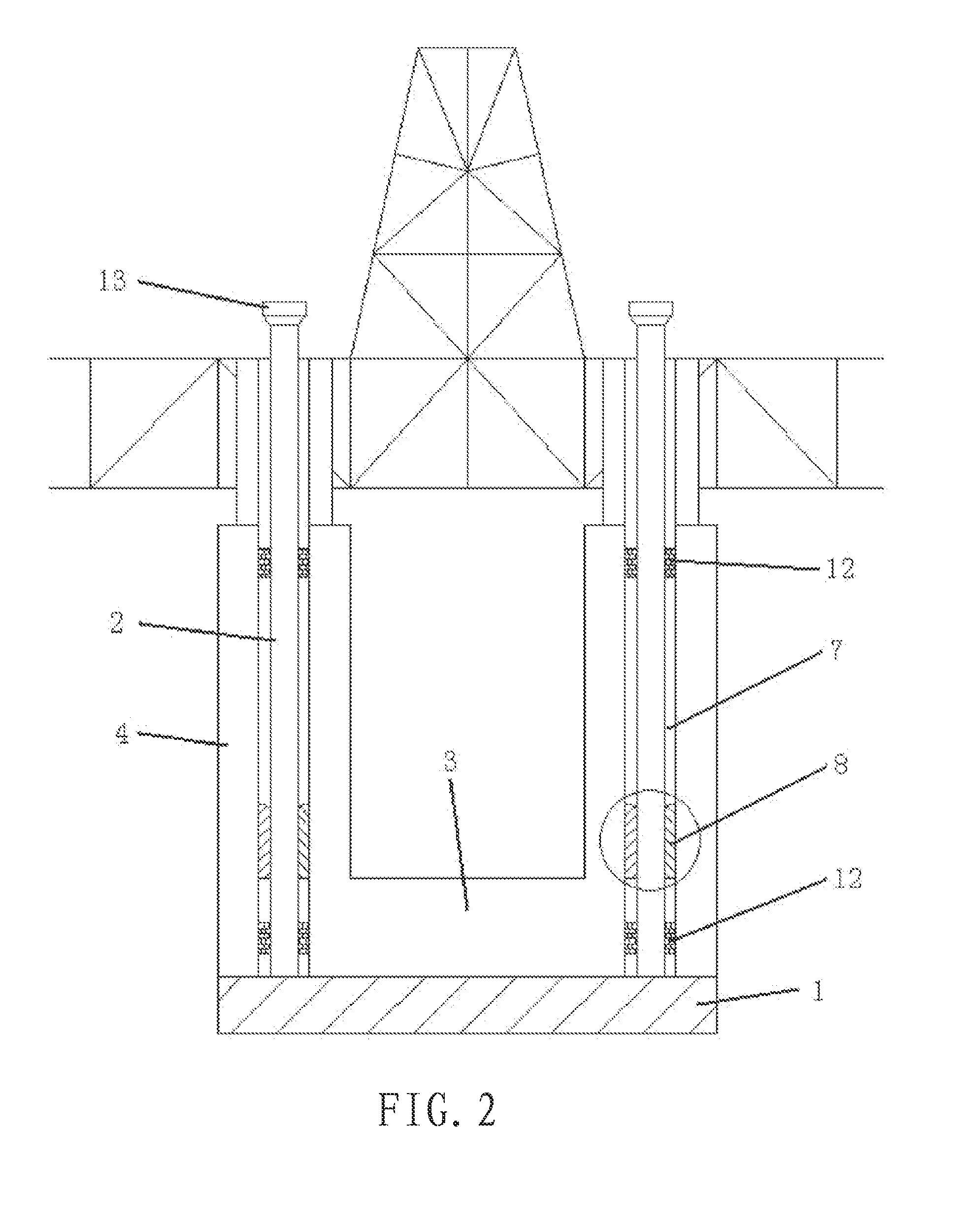 Integrally equipped heavy draught floating type oil production platform with unconditional stability and offshore installation method thereof