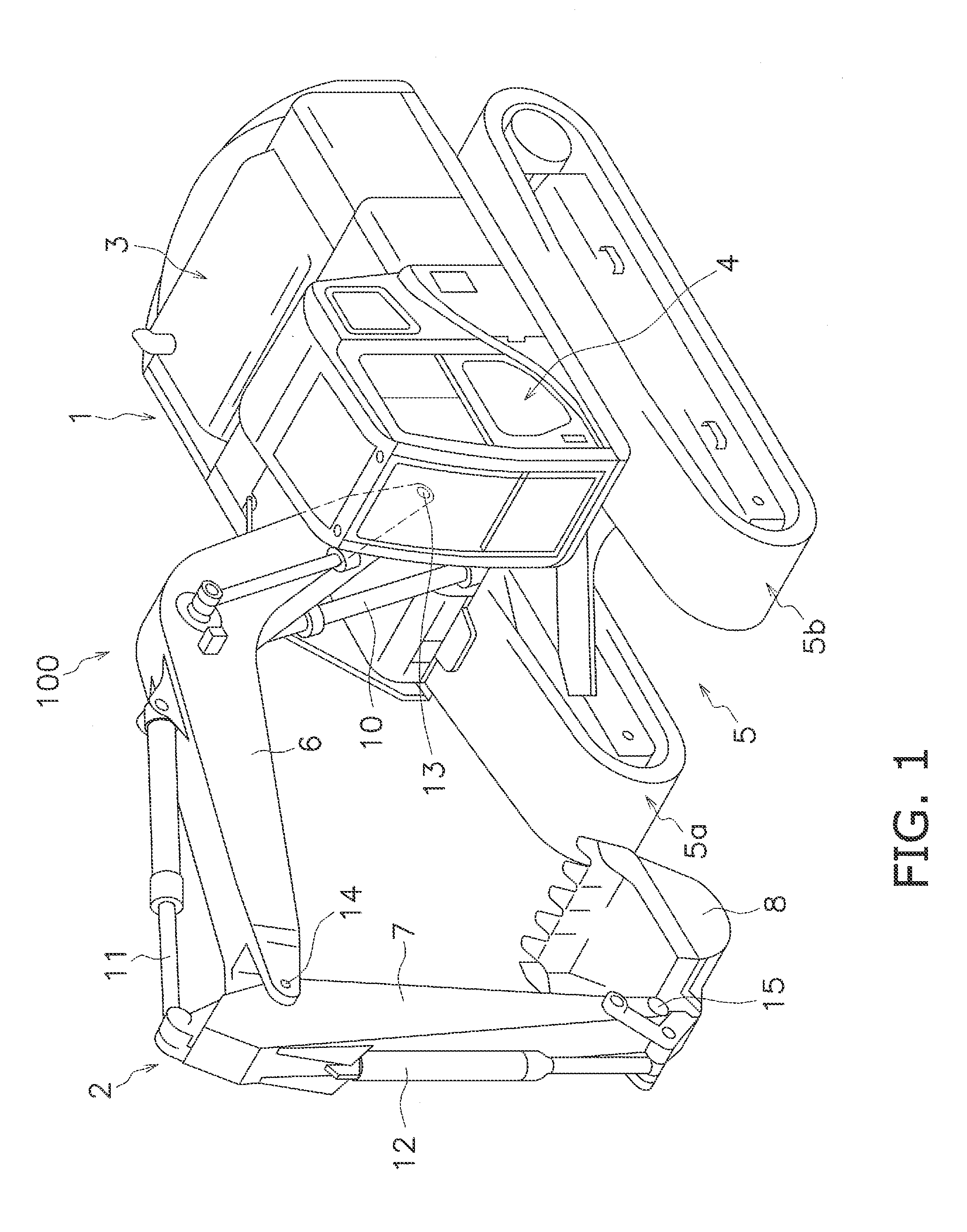 Hydraulic shovel operability range display device and method for controlling same