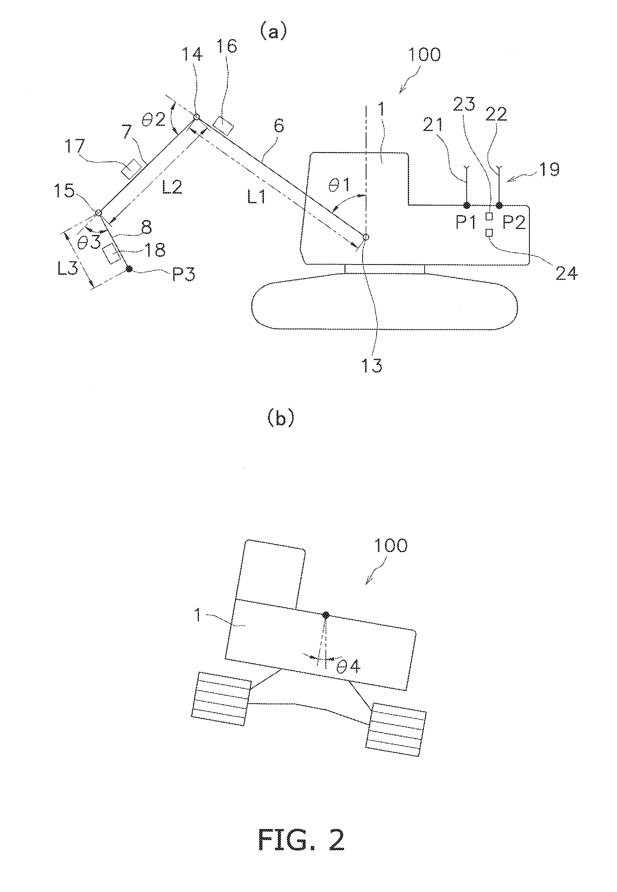 Hydraulic shovel operability range display device and method for controlling same