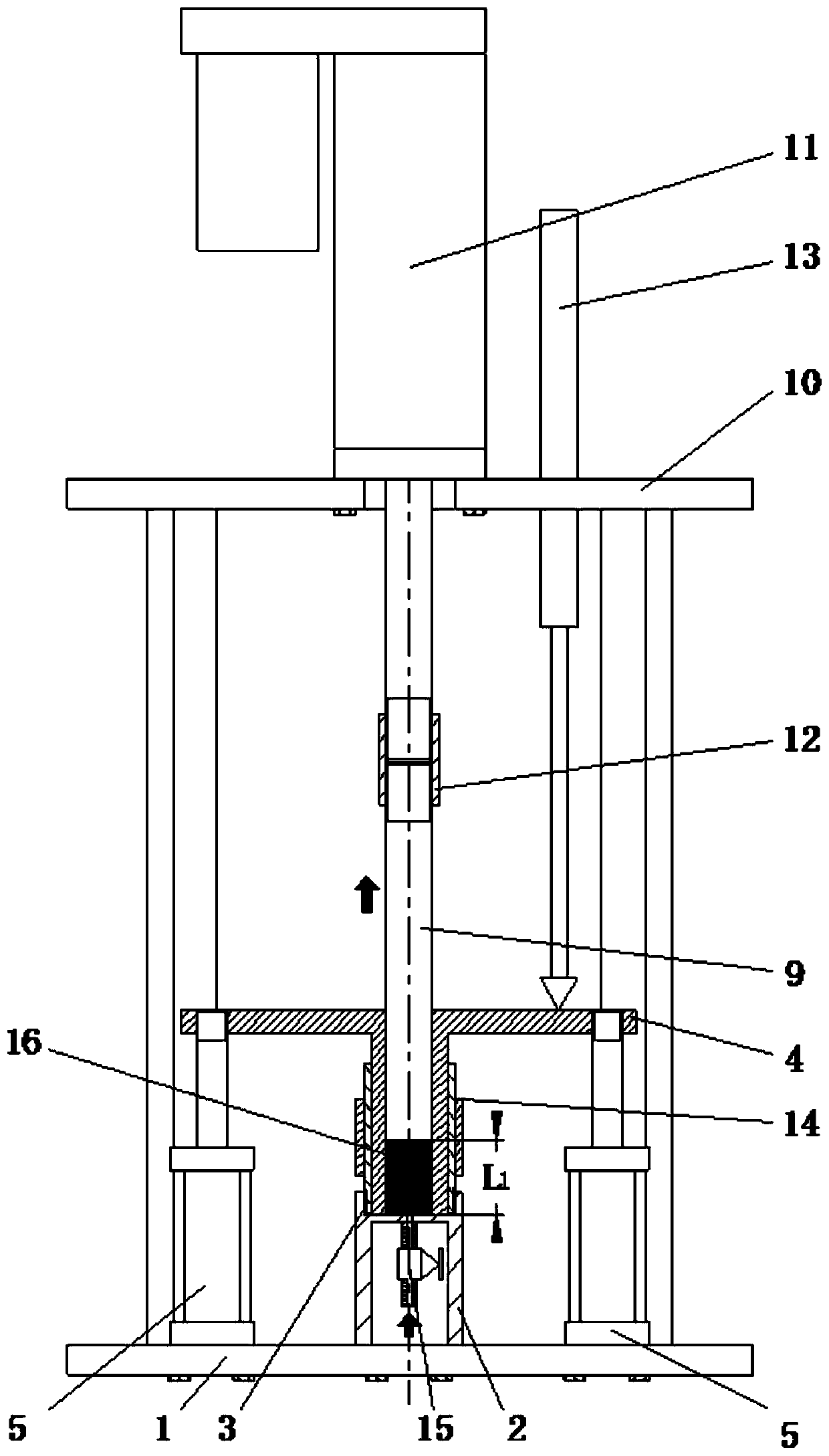 Device and method for dynamically testing liquid reactive molding shrinkage