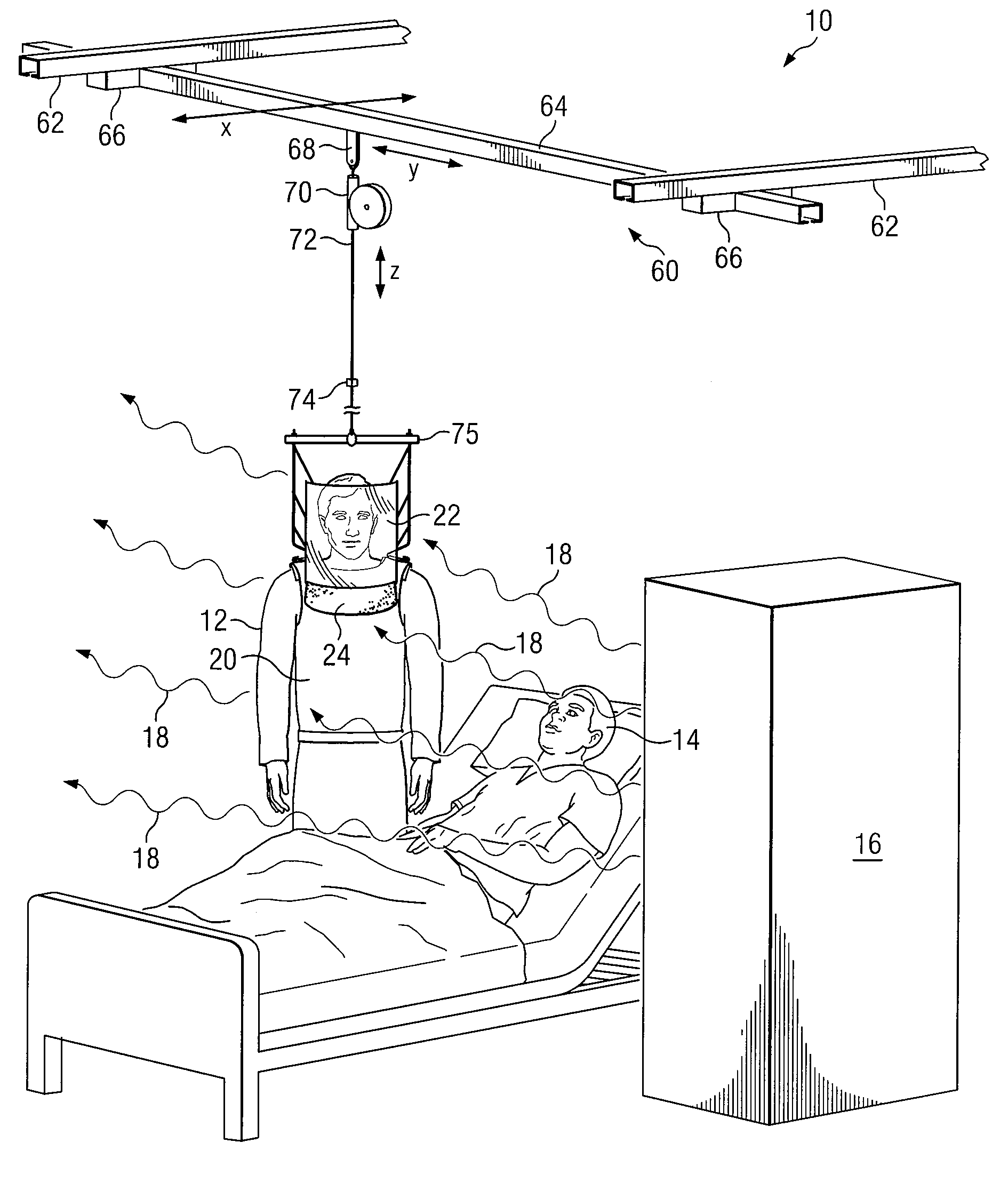System and method for implementing a suspended personal radiation protection system