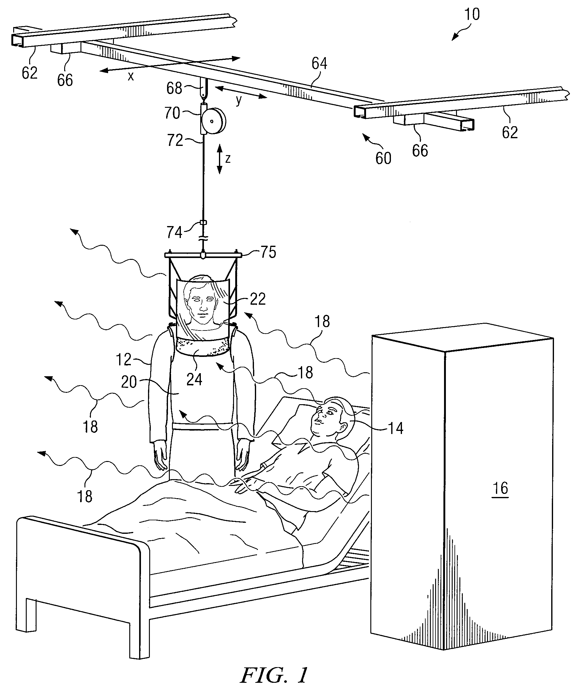System and method for implementing a suspended personal radiation protection system