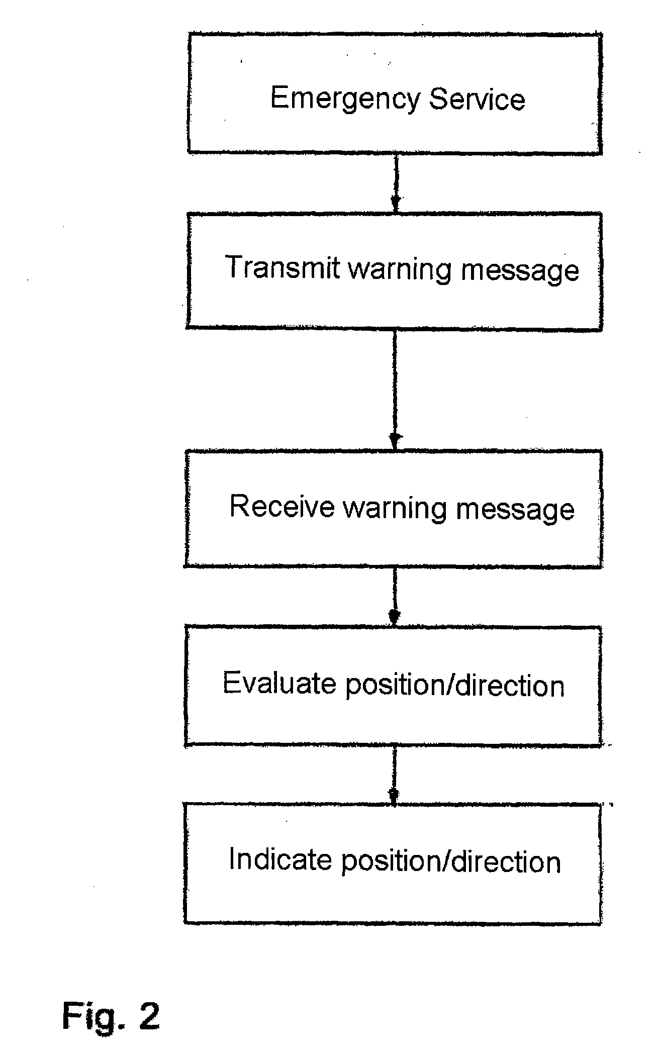 Method and apparatus for warning of emergency vehicles in emergency service