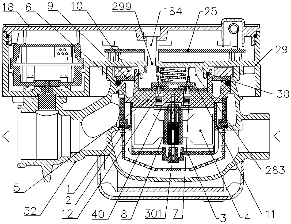 Multifunctional glue pouring structure of water meter