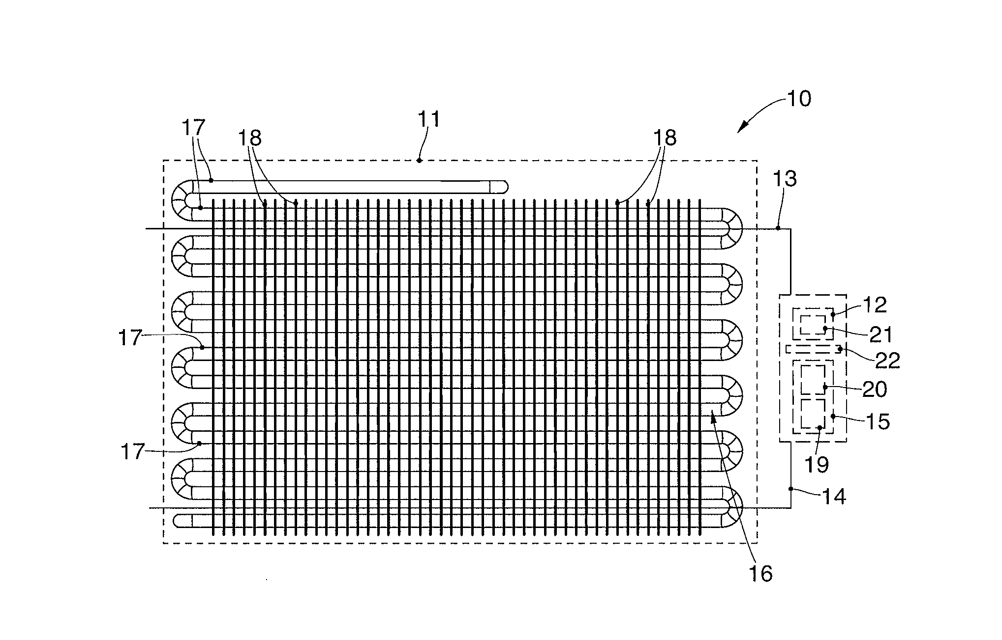 Device to control the functioning of a heat exchanger, heat exchanger comprising said device and corresponding control method based on the measurement of an electromagnetic field