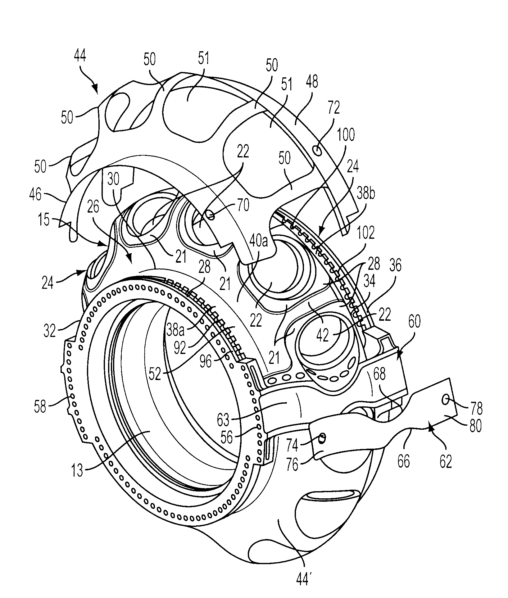 Cooling structure for outer surface of a gas turbine case