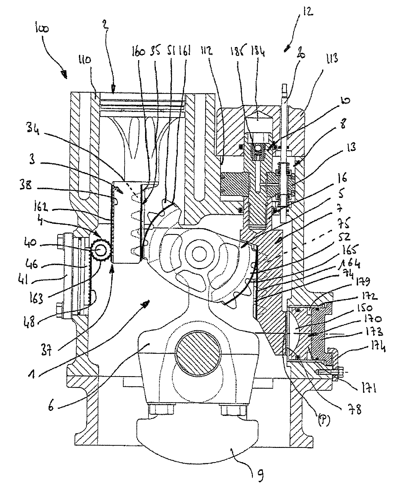 Pressure device for a variable compression ratio engine