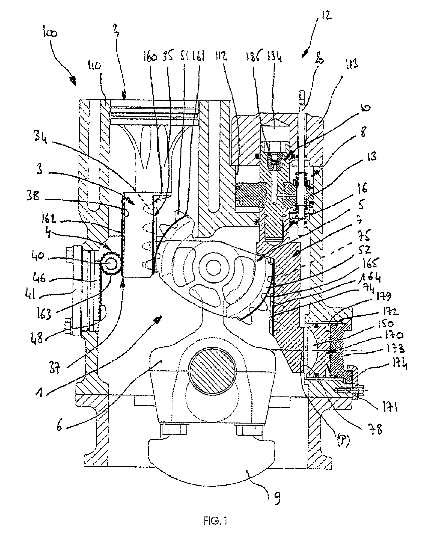 Pressure device for a variable compression ratio engine