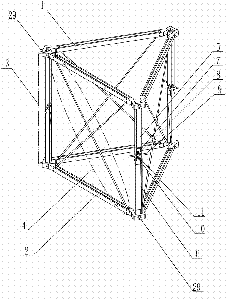 Unfoldable unit of triangular prism and unfoldable support arm consisting of unfoldable units
