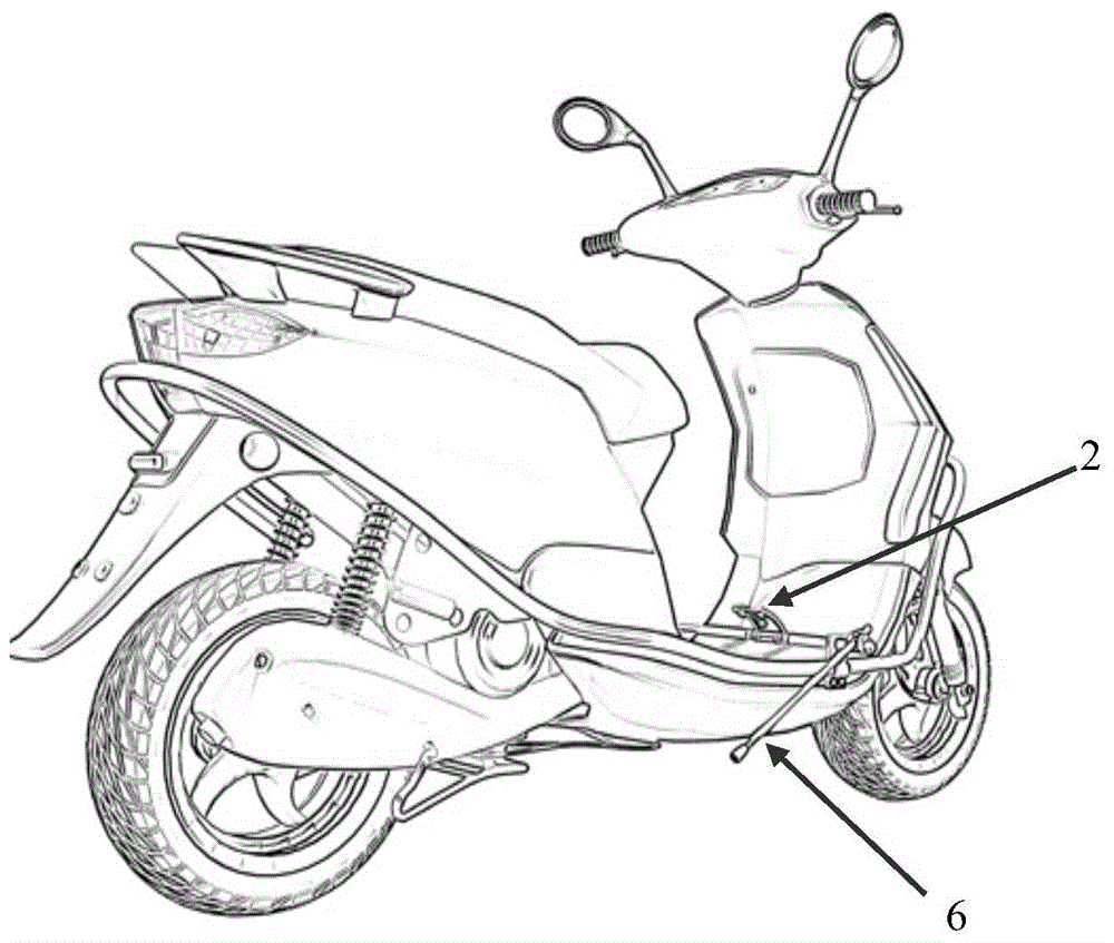 Auxiliary support device for temporary parking of two-wheel scooter