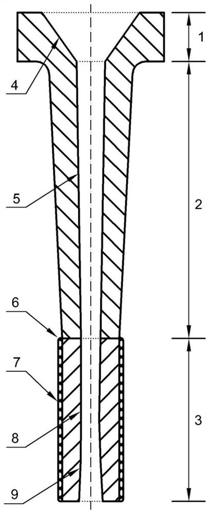 Submersed nozzle with trumpet-shaped outlet and using method thereof