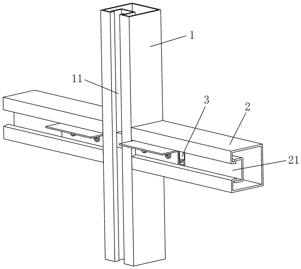 Intra-connection type curtain wall keel triple connection structure