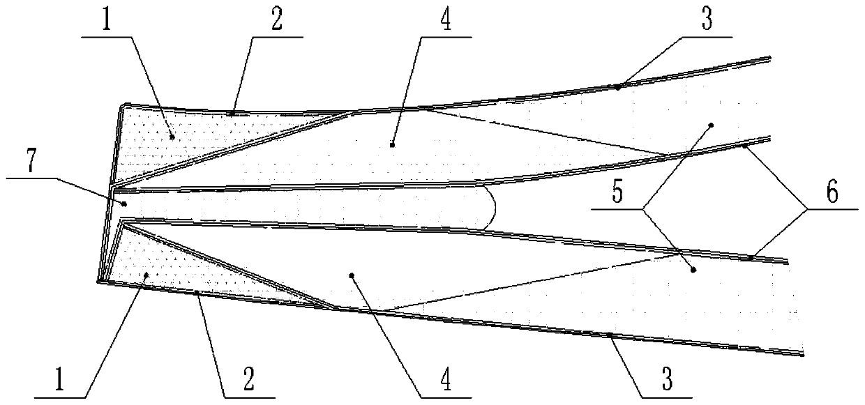Method for filling vertical surface area on back edge of wind power blade