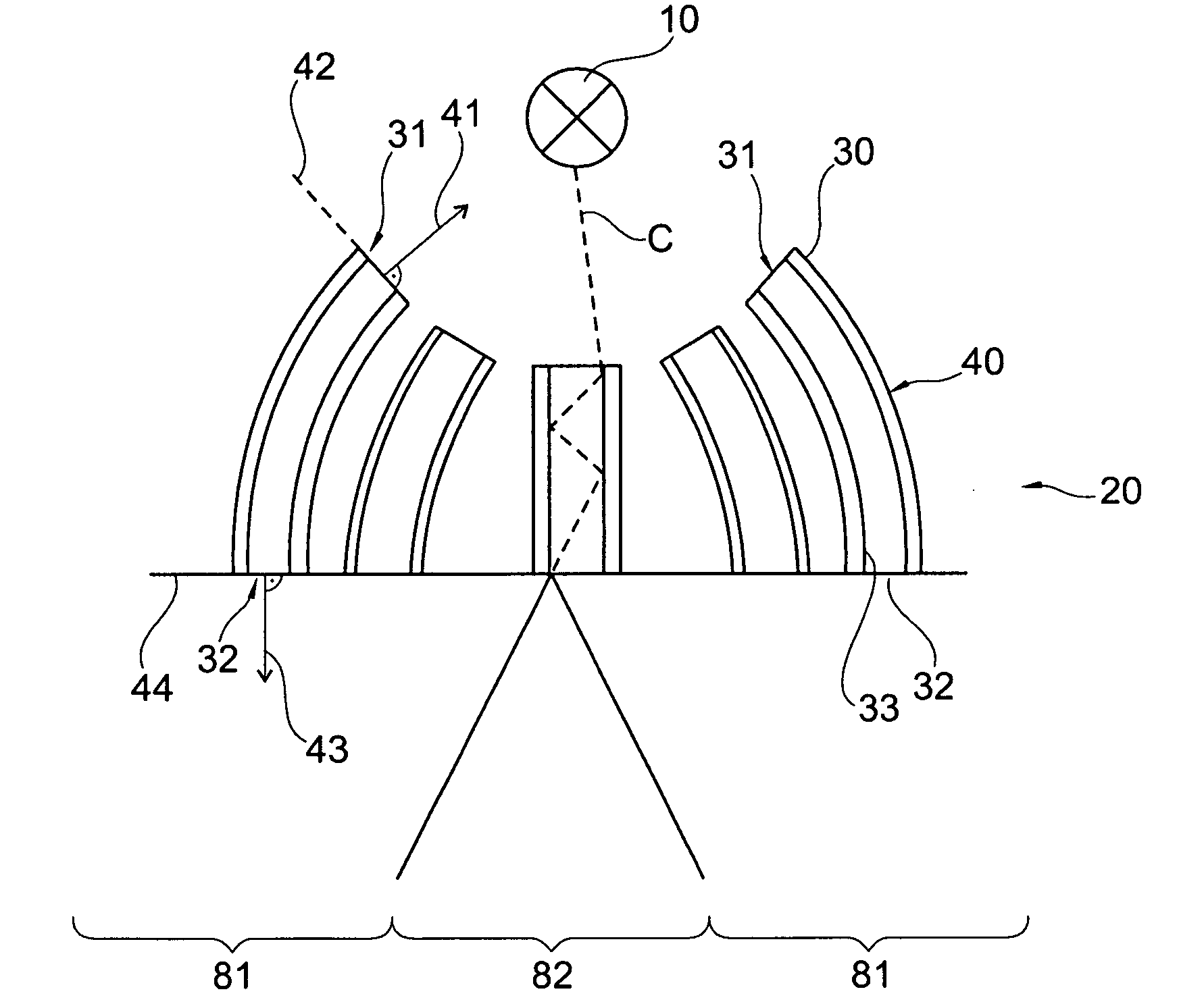 Reading light having diffused light suppression