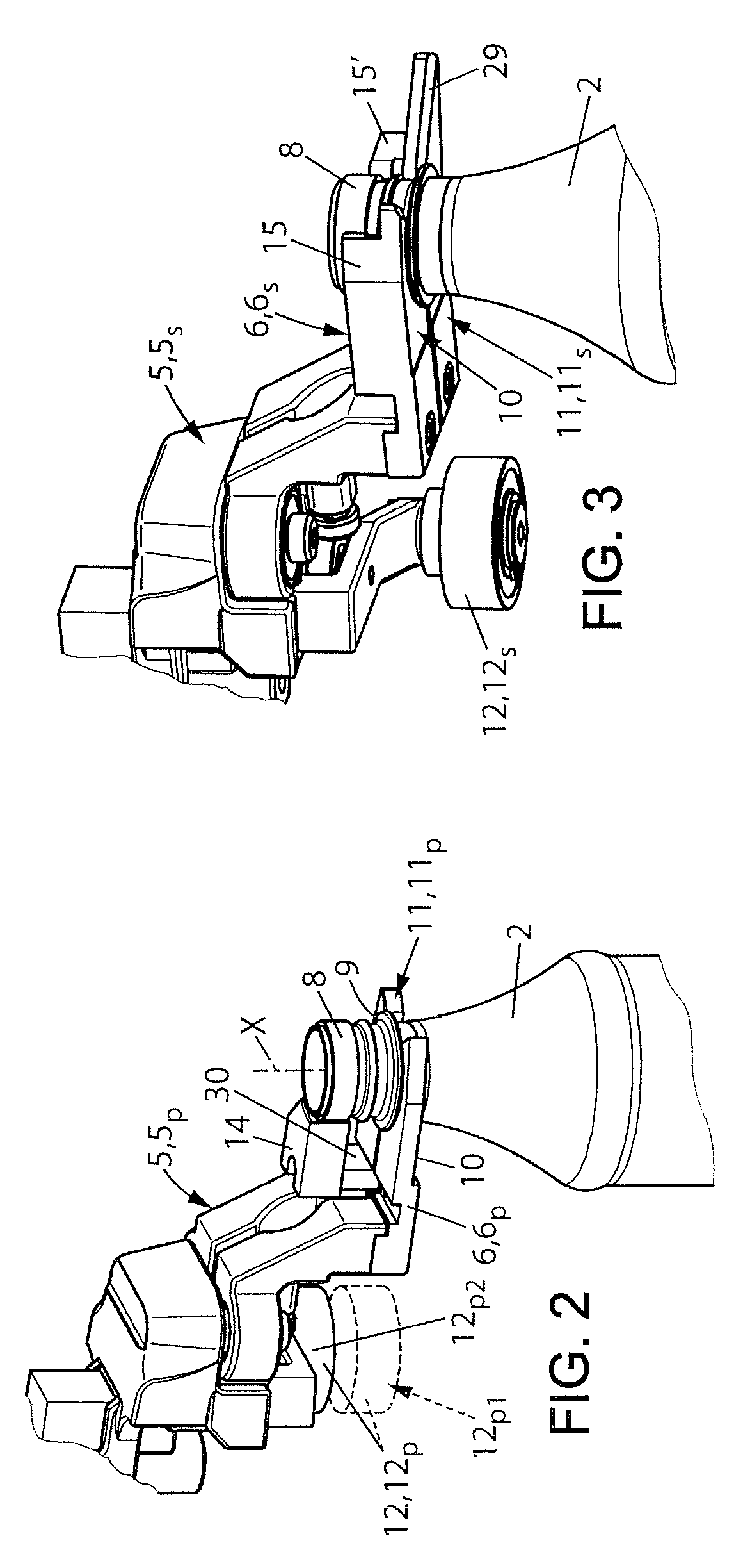 Vessel conveying device separating a main vessel flow into a plurality of secondary flows