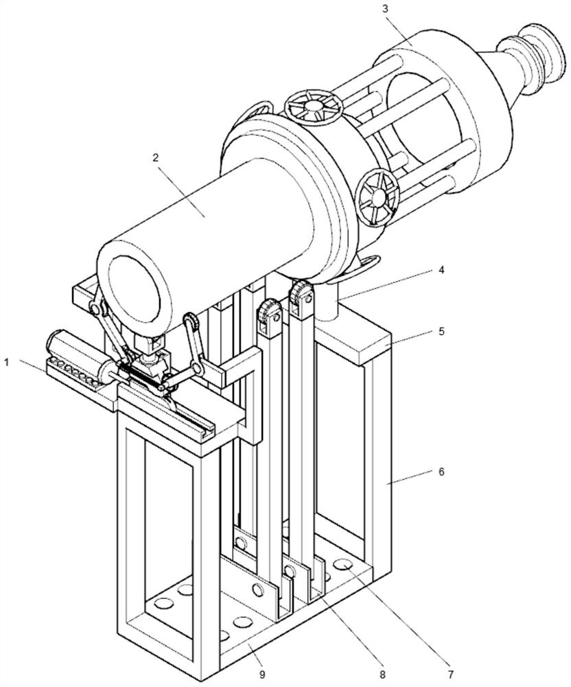 Clamping device for spraying paint on metal pipe