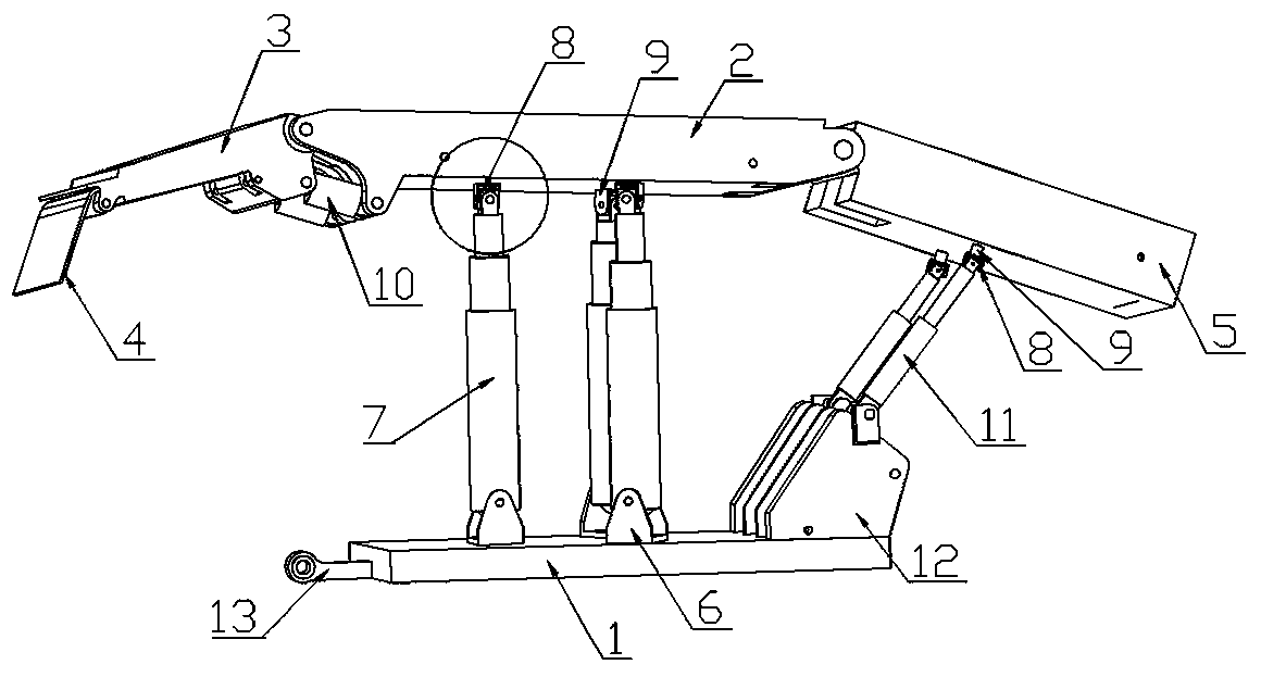 Three-column-type hydraulic support, vertical column hydraulic system and electro-hydraulic control system of three-column-type hydraulic support