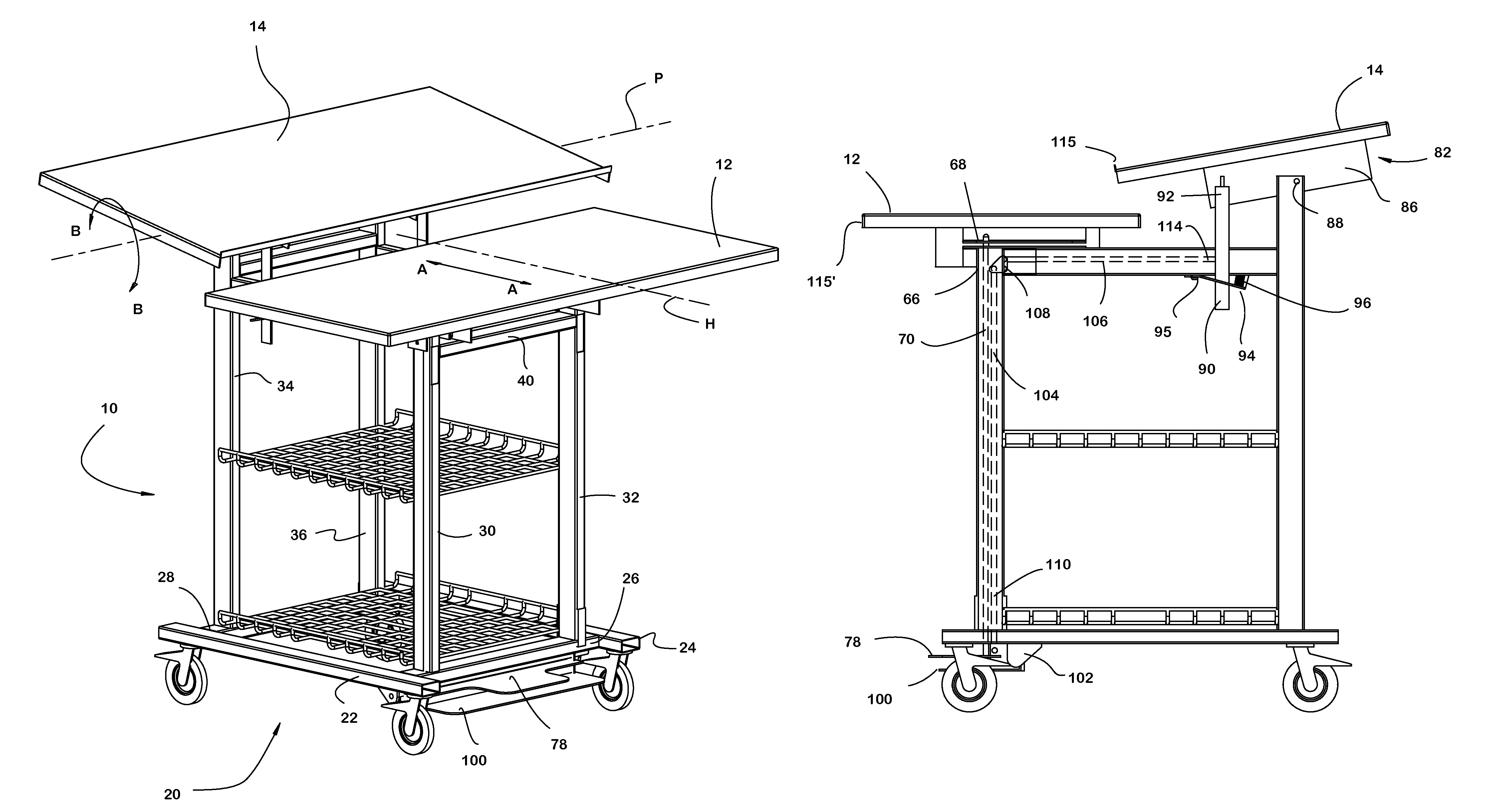 Adjustable bi-level surgical accessory table