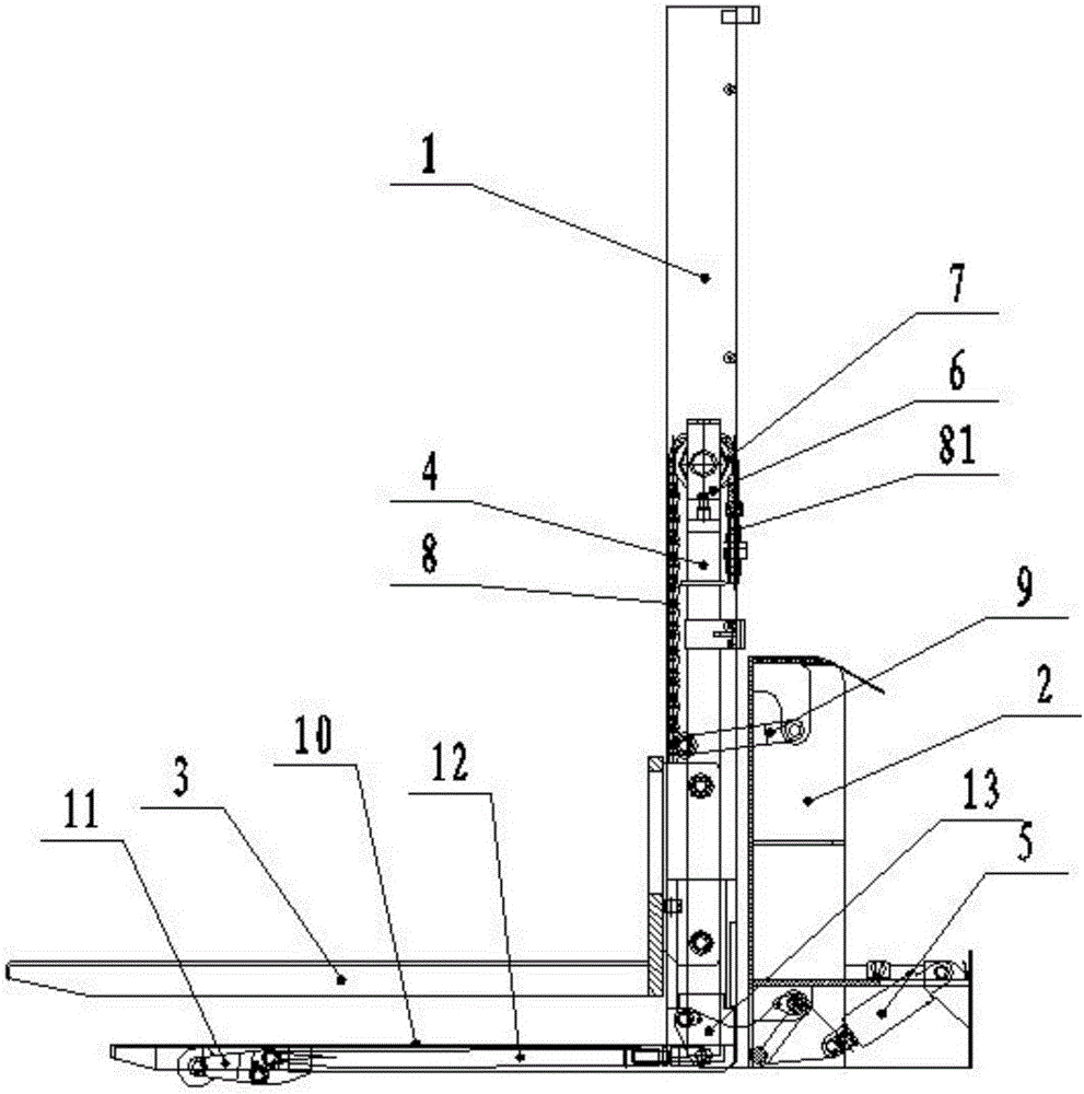 Double-raising pallet fork truck