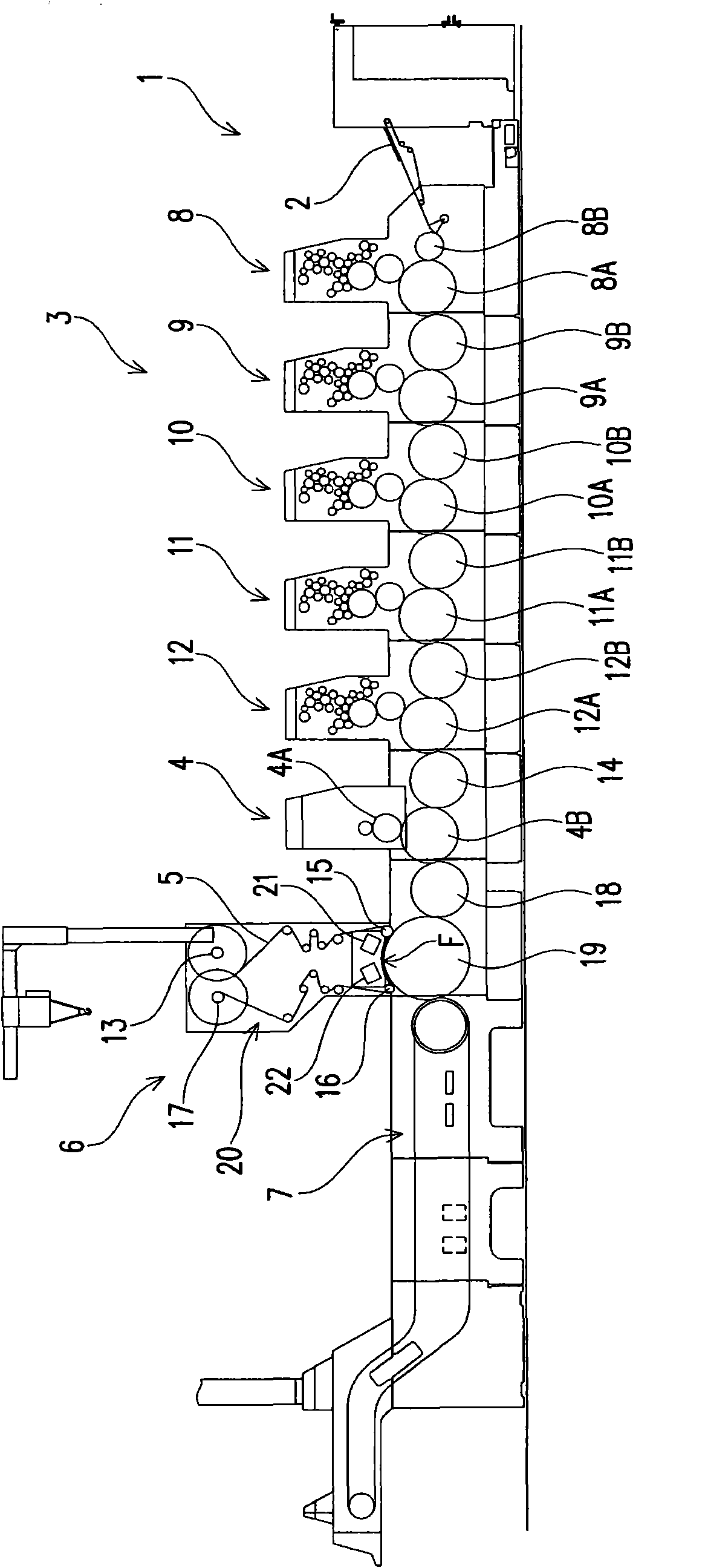 Transfer device and transfer method for printed sheets of paper