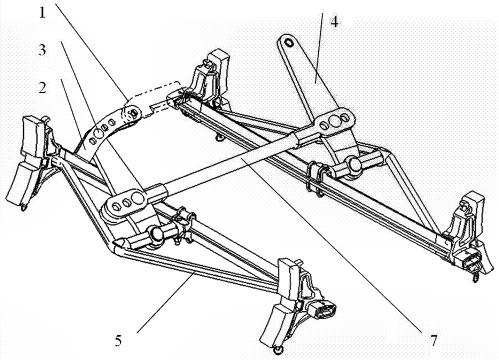 Lower pull rod type bogie braking fulcrum device