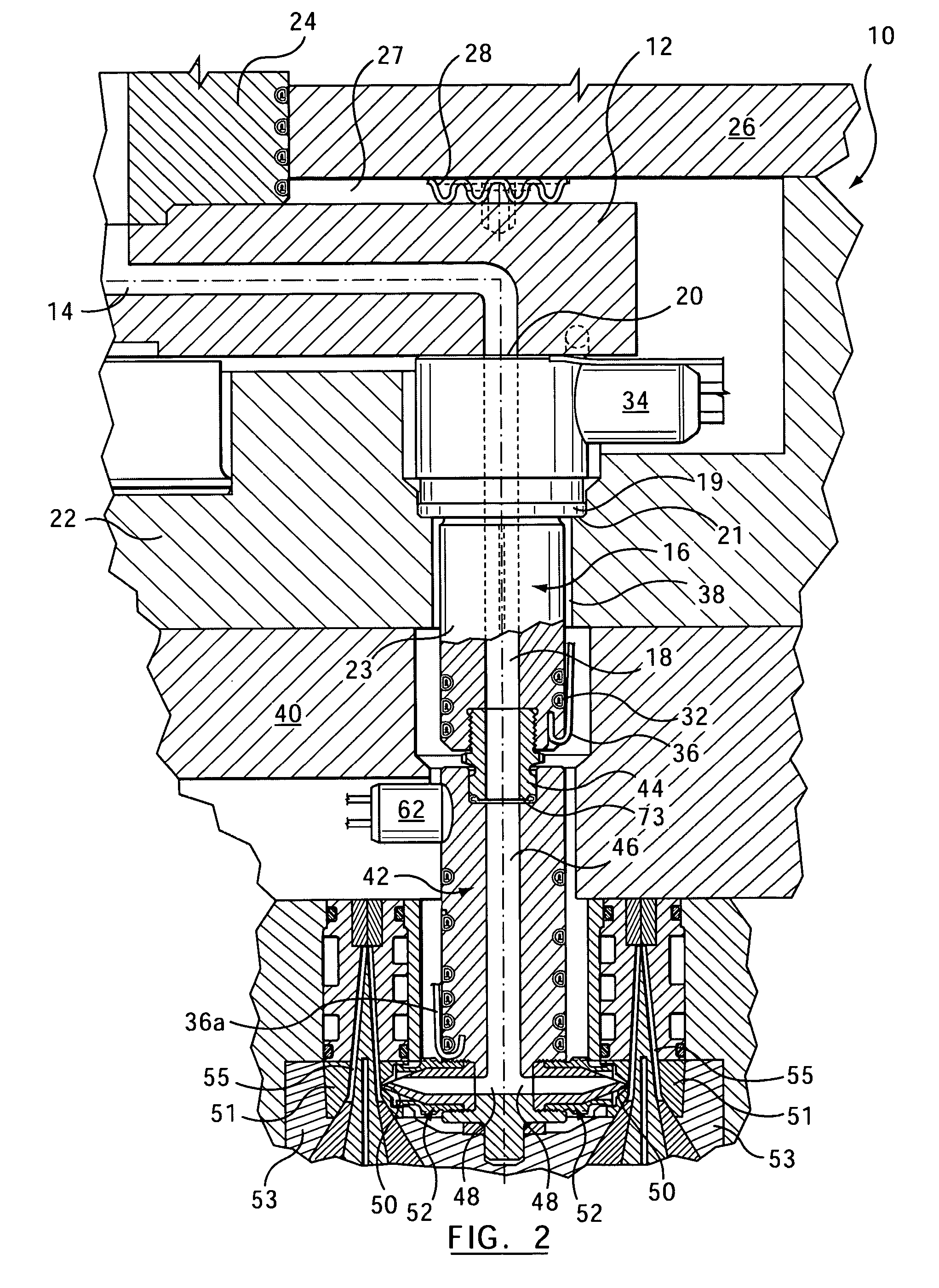 Front-mountable injection molding nozzle