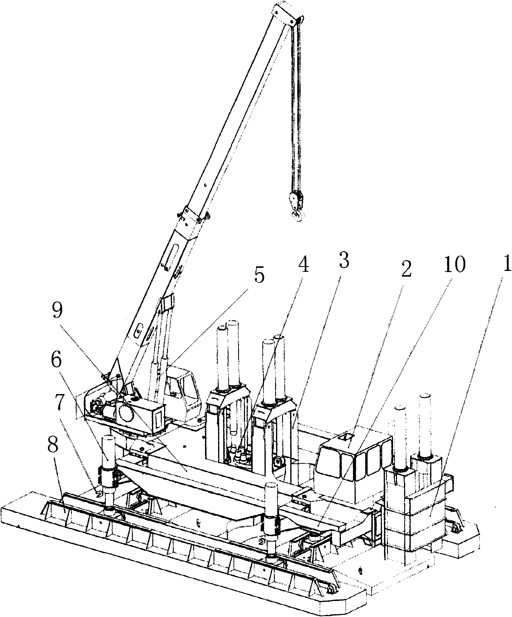 Holding type major diameter static pressure sinking pipe cast-in-place pile construction method and pile-pressing machine thereof