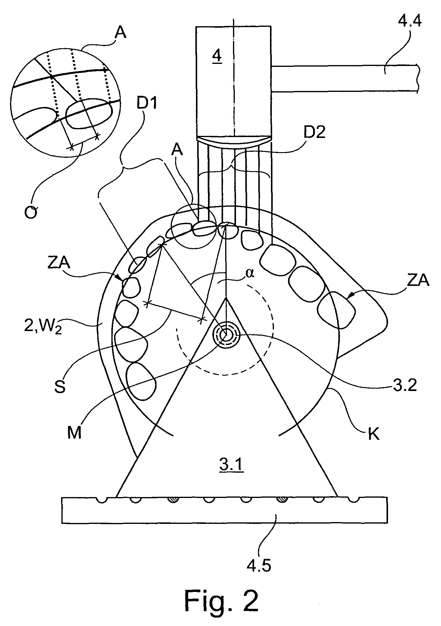 Measuring device and method for the 3D-measurement of dental models