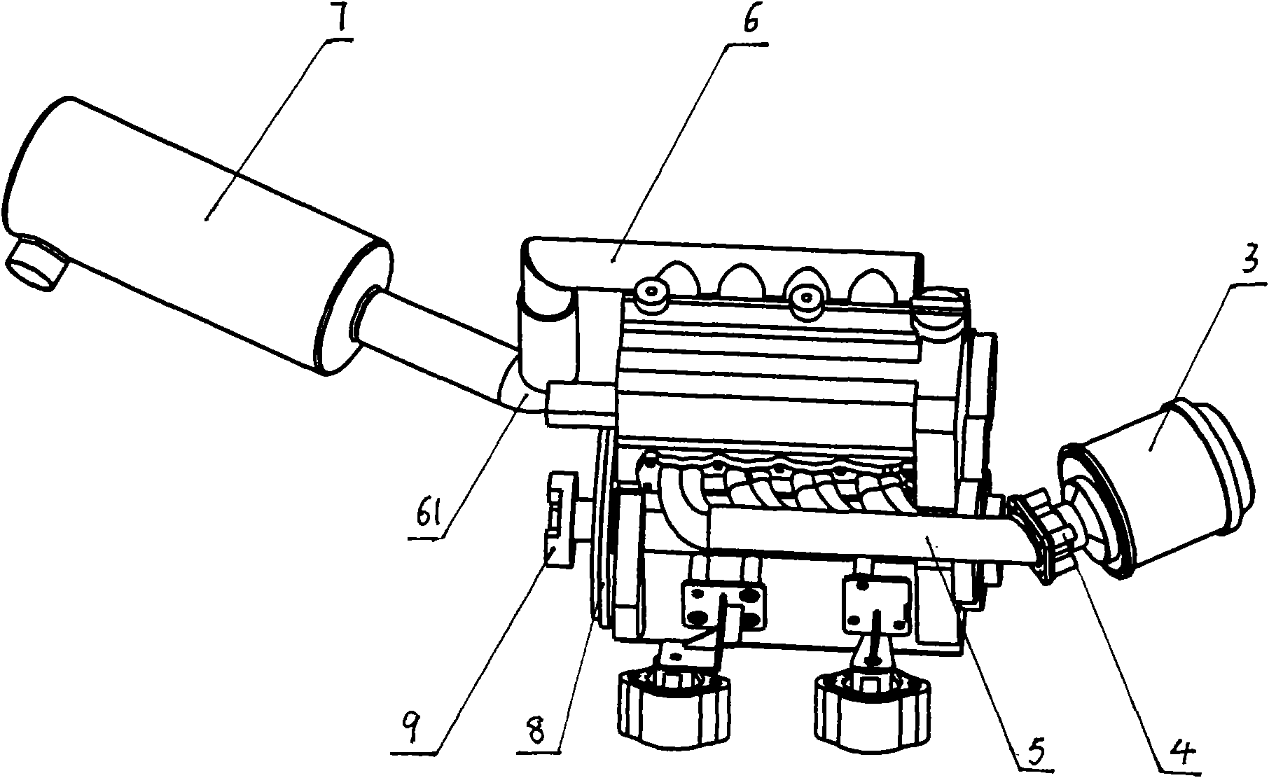 Motorboat power engine modified by using K14B engine and modification method