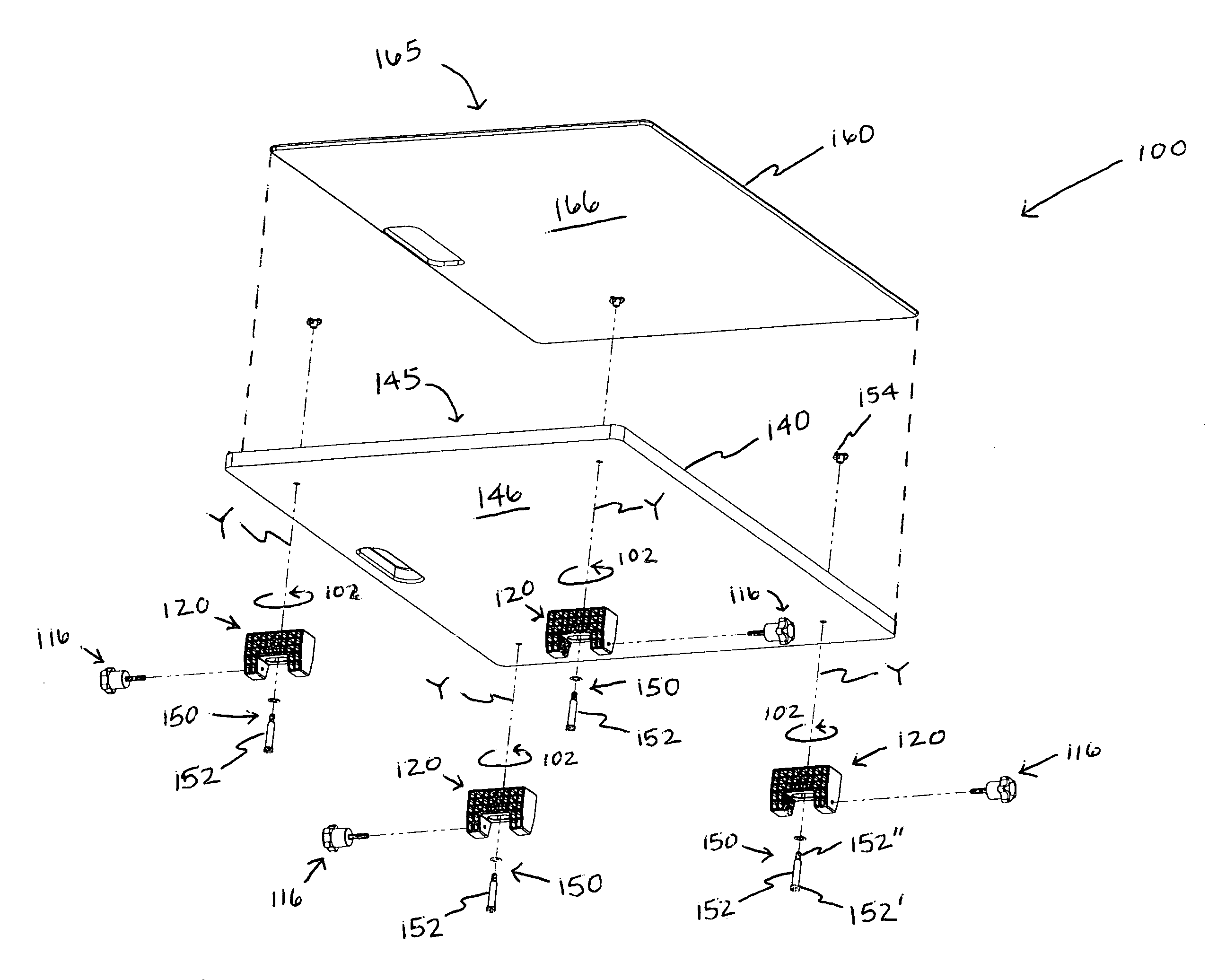 Support assembly connectable to a base structure