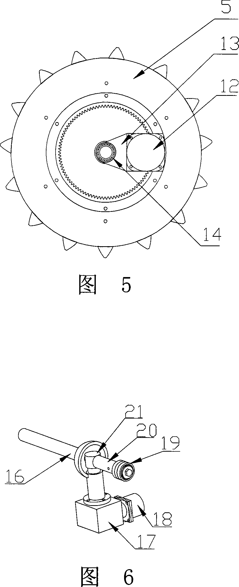 Track and wheeled combination swing arm type diamond-type walking device