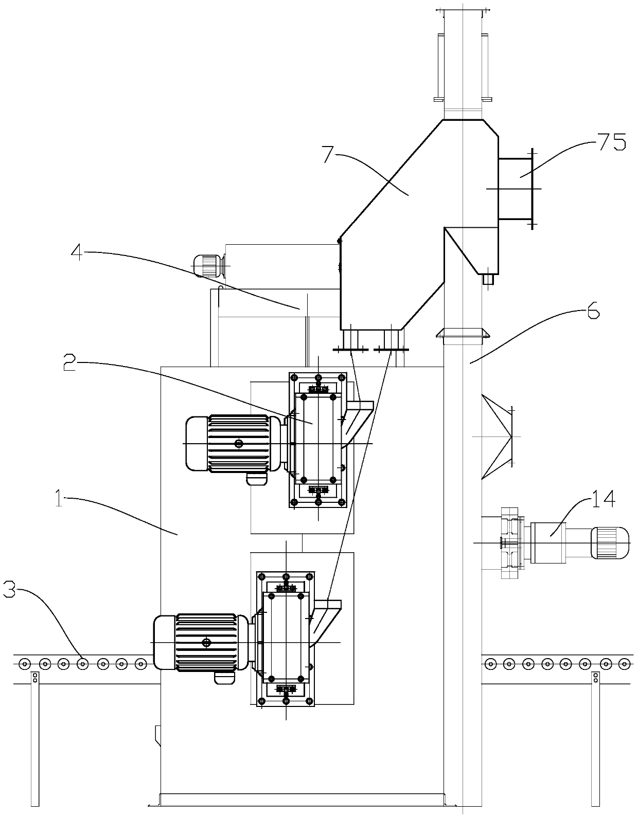 A top-mounted mobile feeding box-type workpiece shot blasting cleaning device