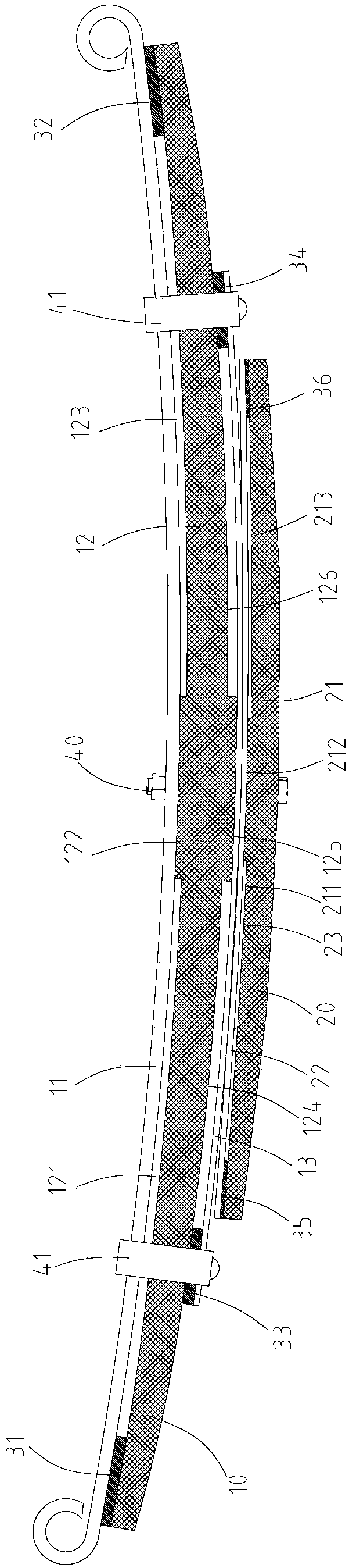 Gradient stiffness leaf springs, leaf spring suspension systems and vehicles