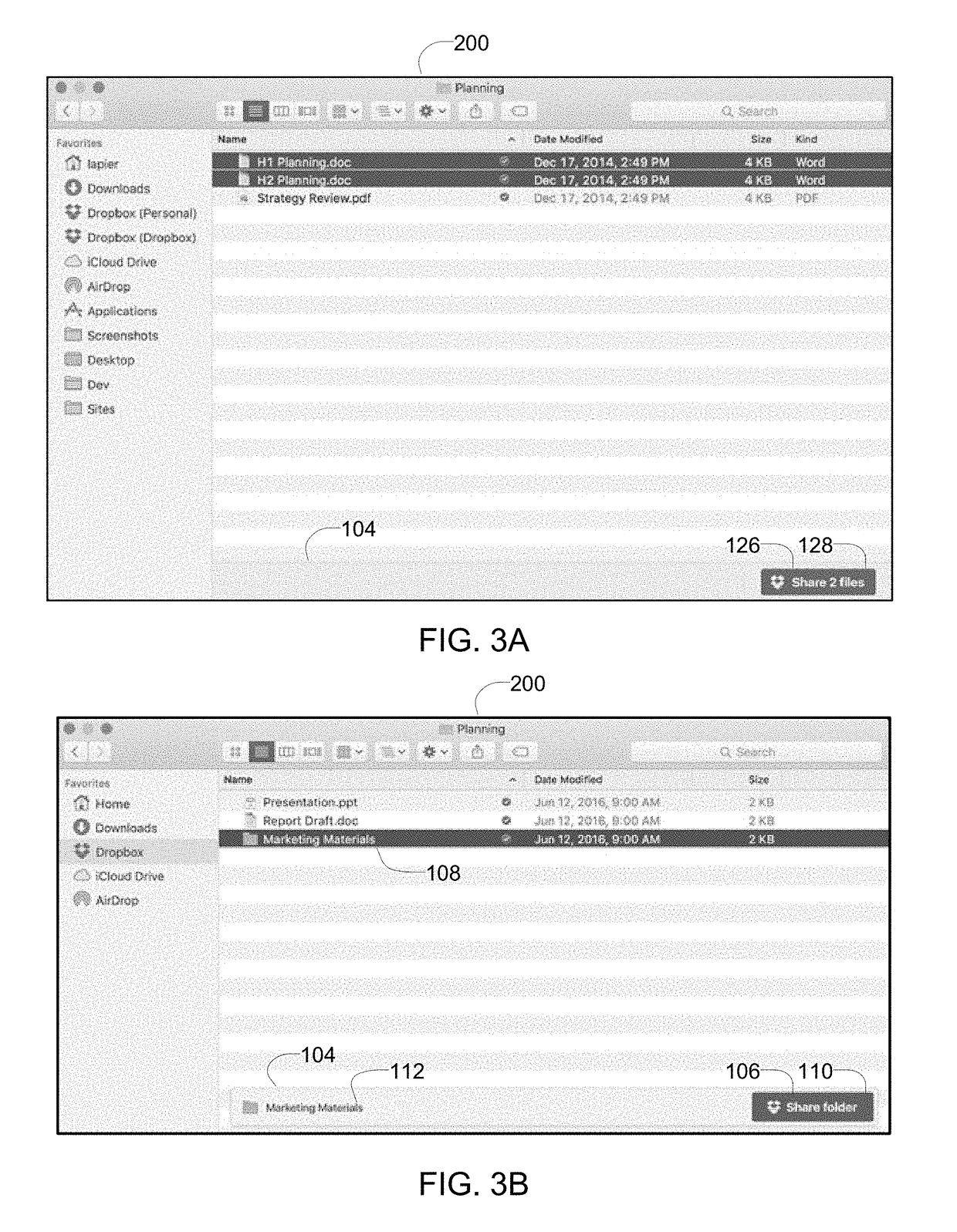 User interface for content sharing client in a desktop file system context