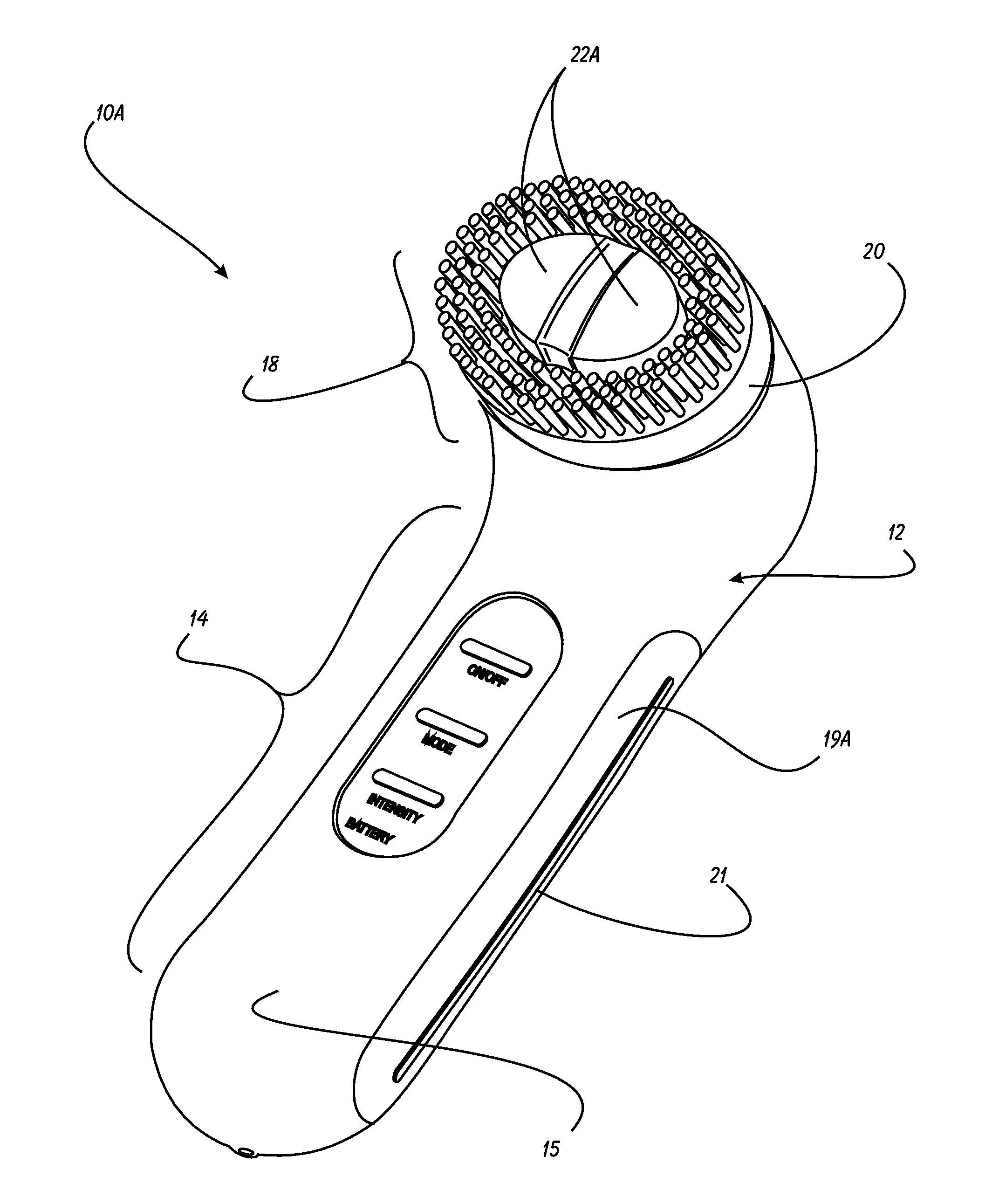 Handheld facial massage and microcurrent therapy device